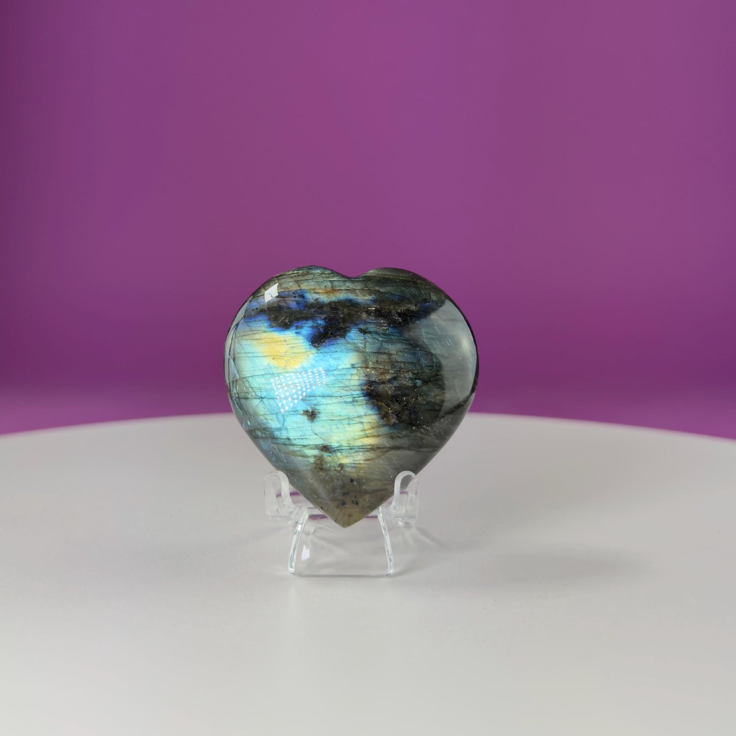 Labradorite Heart Carving, Flashy Labradorite