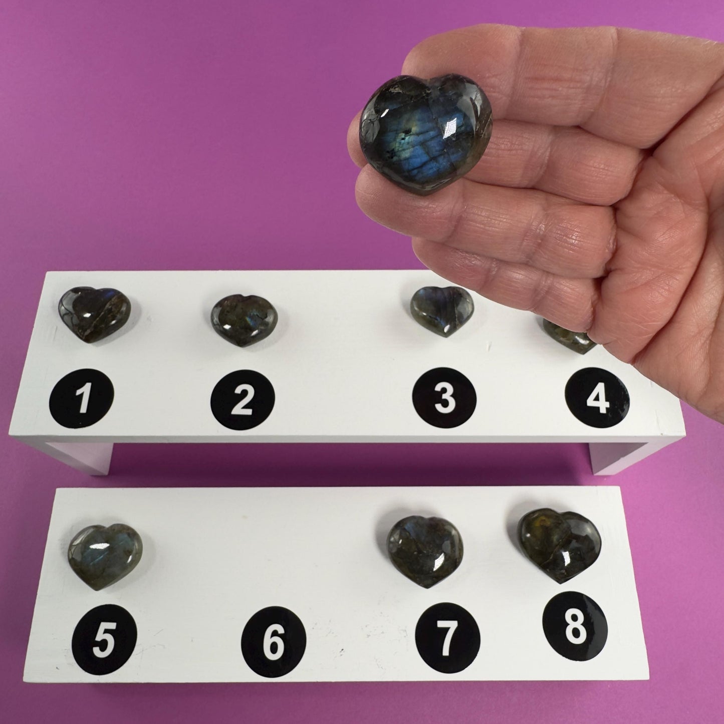 Mini Labradorite Heart Carving, Flashy Labradorite