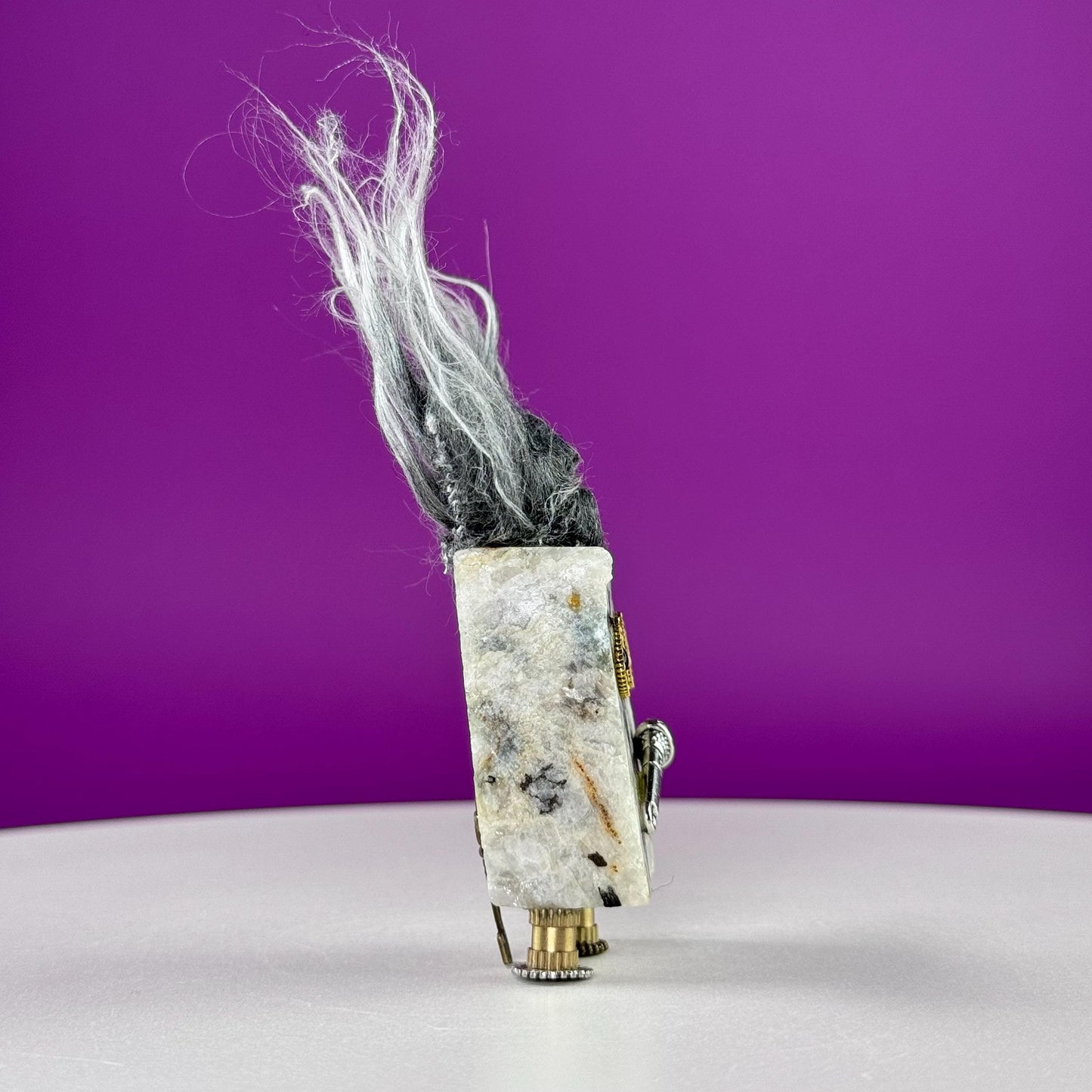 Crystal Buddies Robot, Rainbow Moonstone and Green Fluorite Figurine