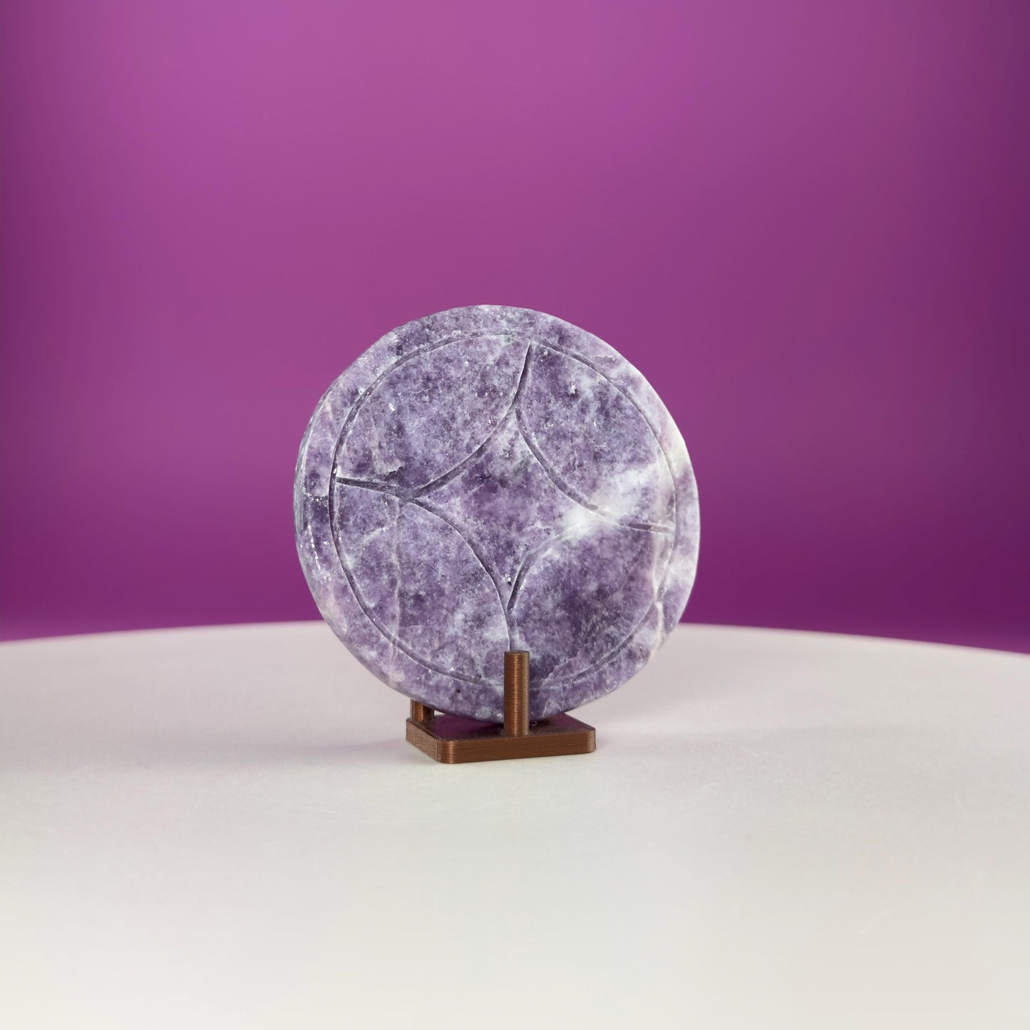 Lepidolite Money Coin 66g | Prosperity Crystal | Calming Healing Stone | Pocket Palm Crystal Gift