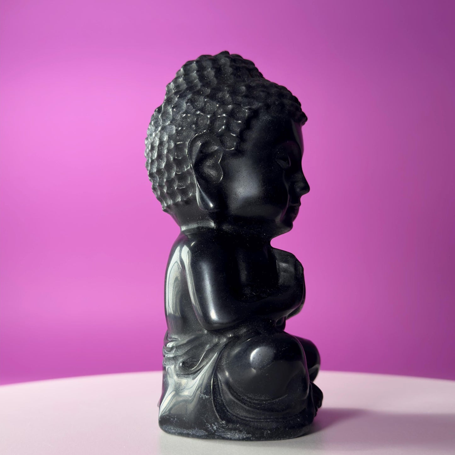 Black Obsidian Baby Buddha – 884g Premium Statement Altar Statue