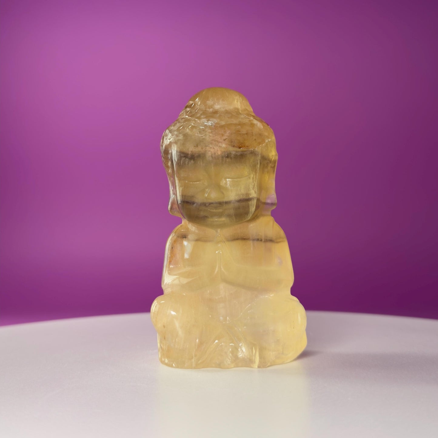 Yellow Fluorite Baby Buddha Carving – Meditation Crystal Statue for Spiritual Decor