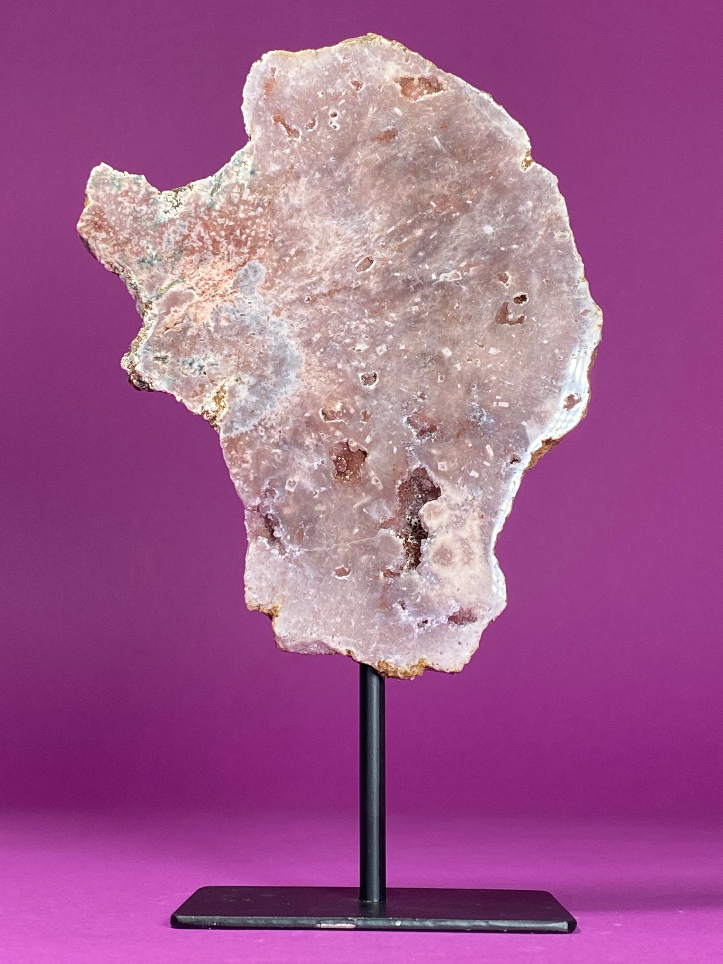 Pink Amethyst on Black Metal Stand