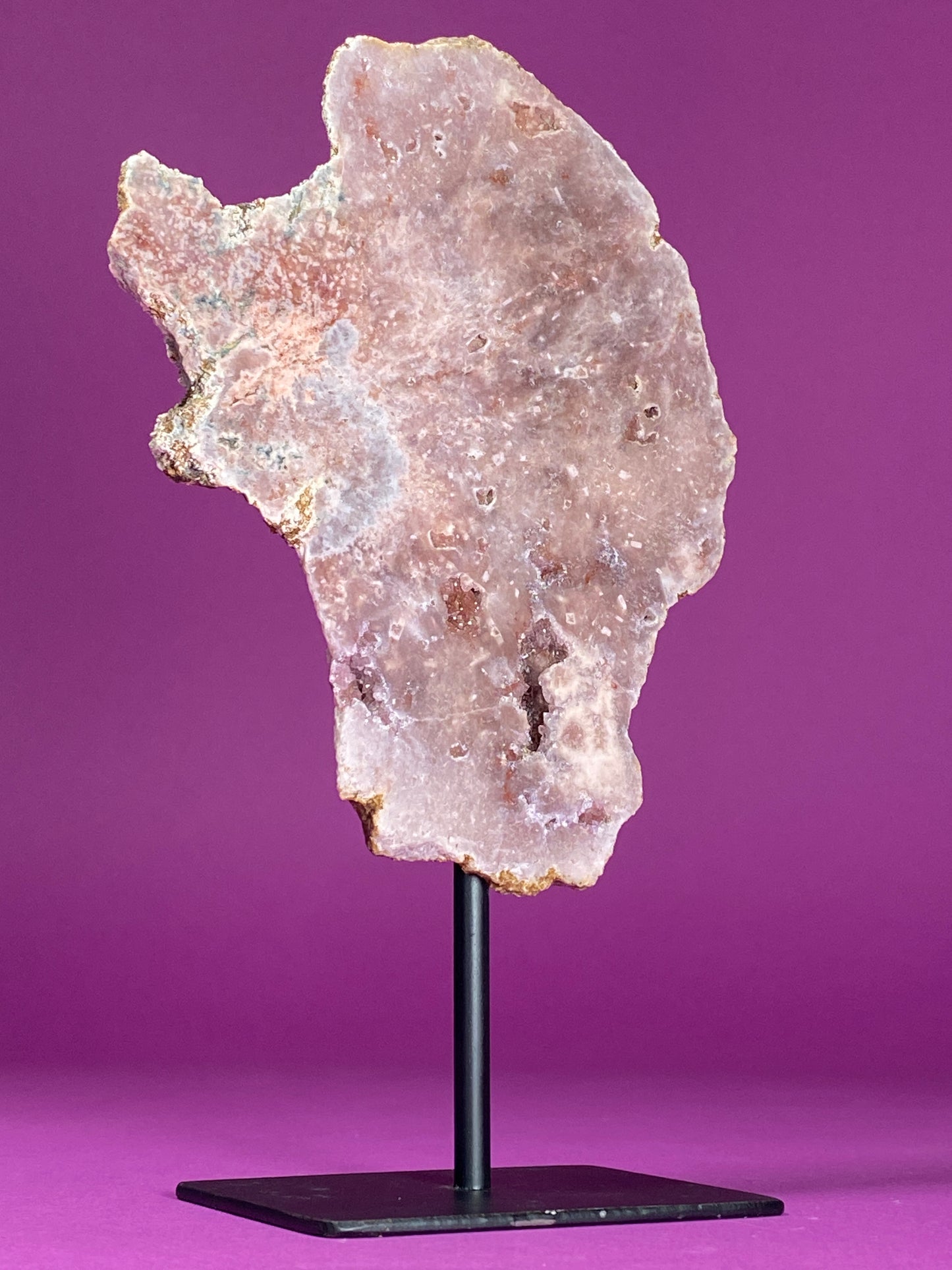 Pink Amethyst on Black Metal Stand