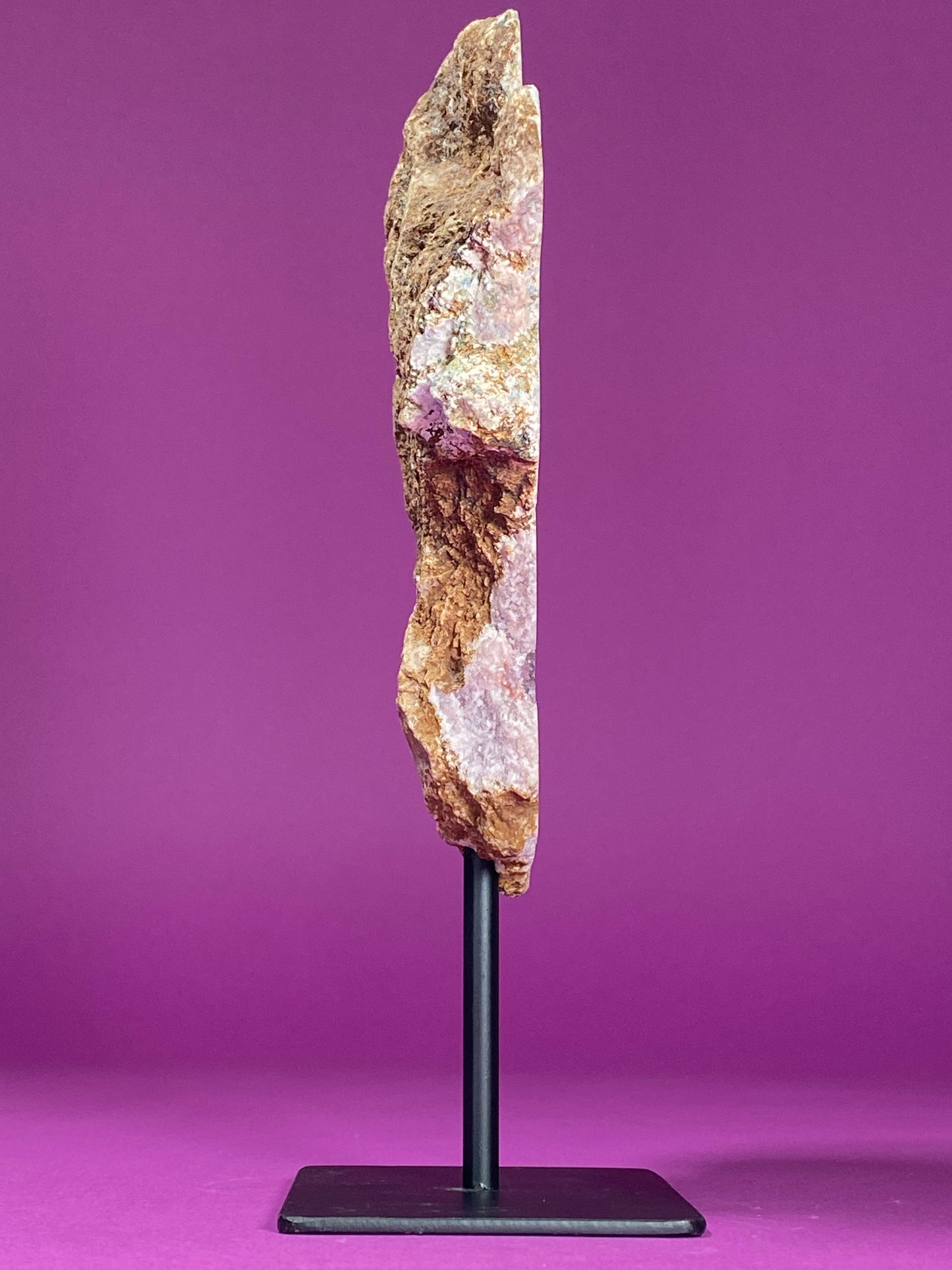 Pink Amethyst on Black Metal Stand