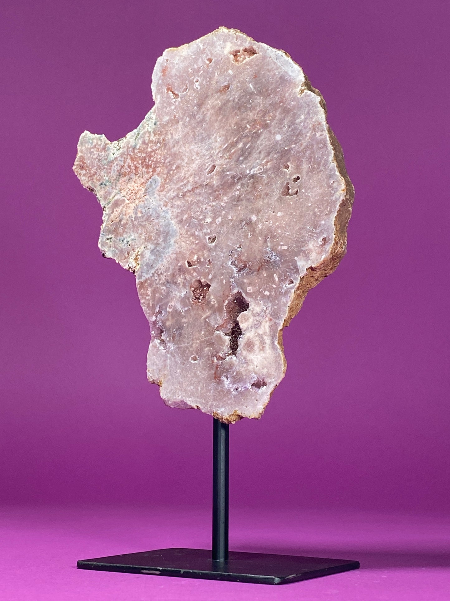 Pink Amethyst on Black Metal Stand