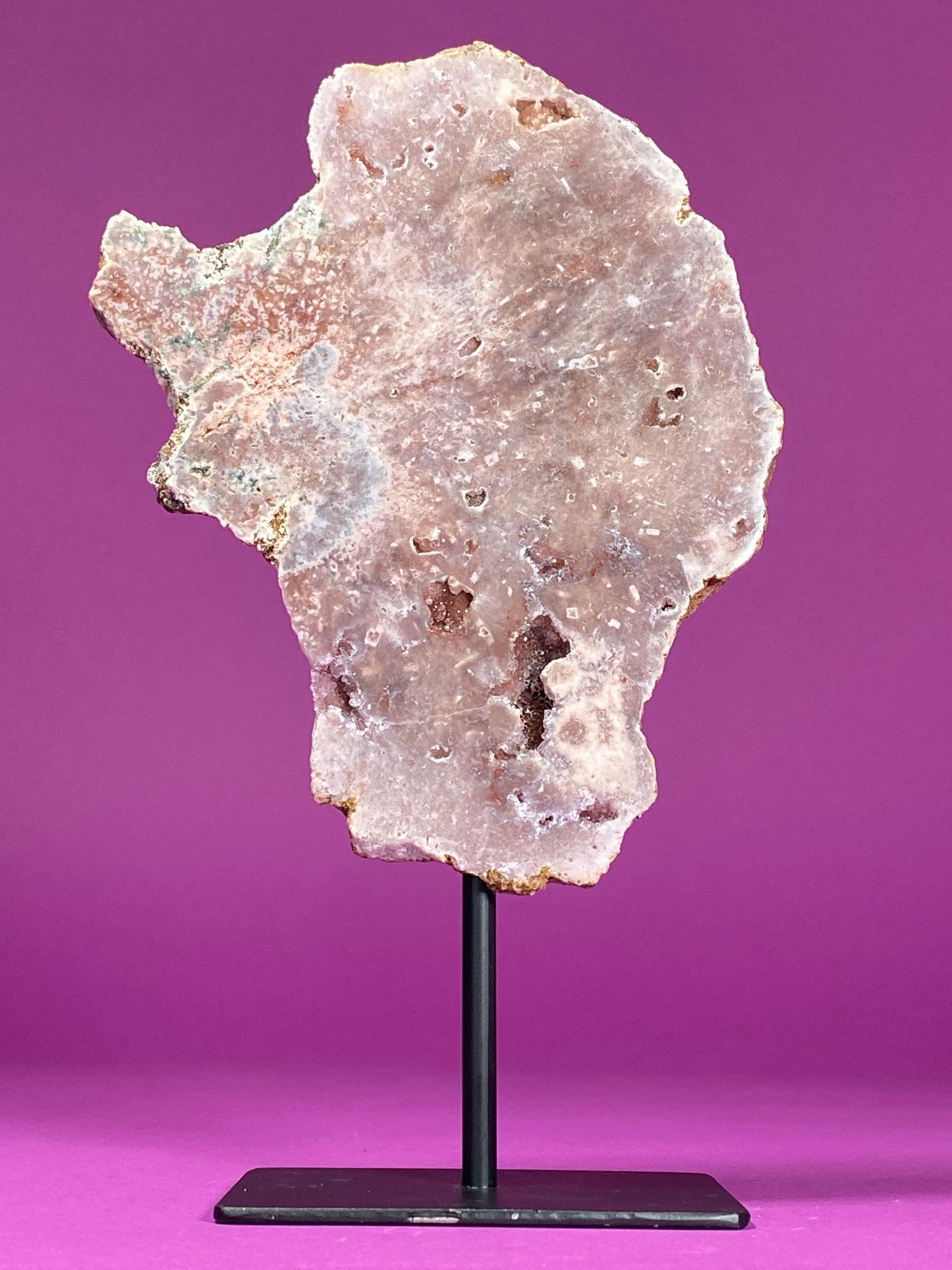 Pink Amethyst on Black Metal Stand