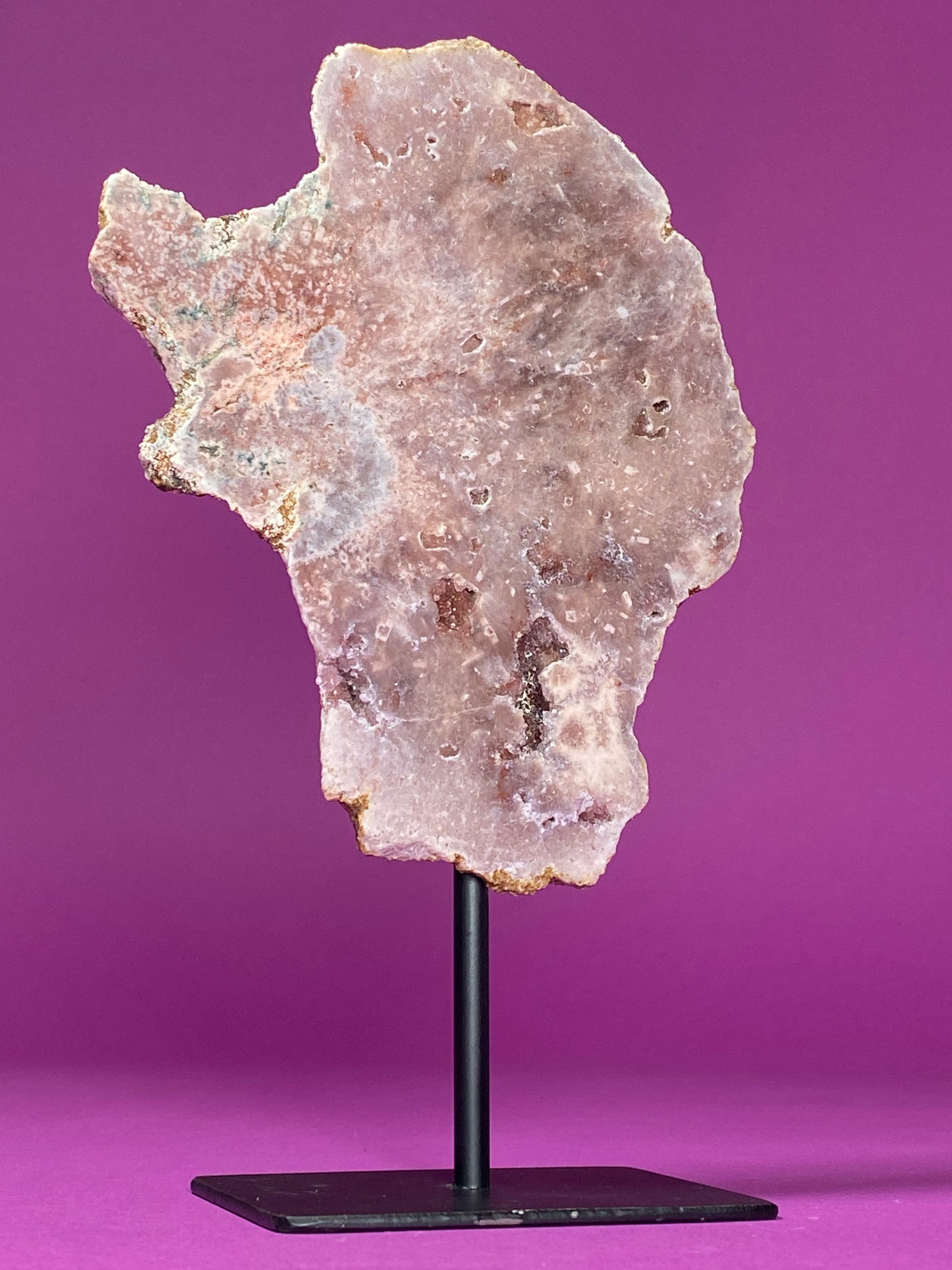 Pink Amethyst on Black Metal Stand