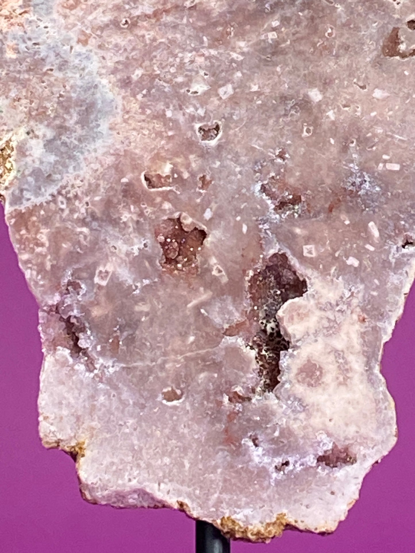 Pink Amethyst on Black Metal Stand