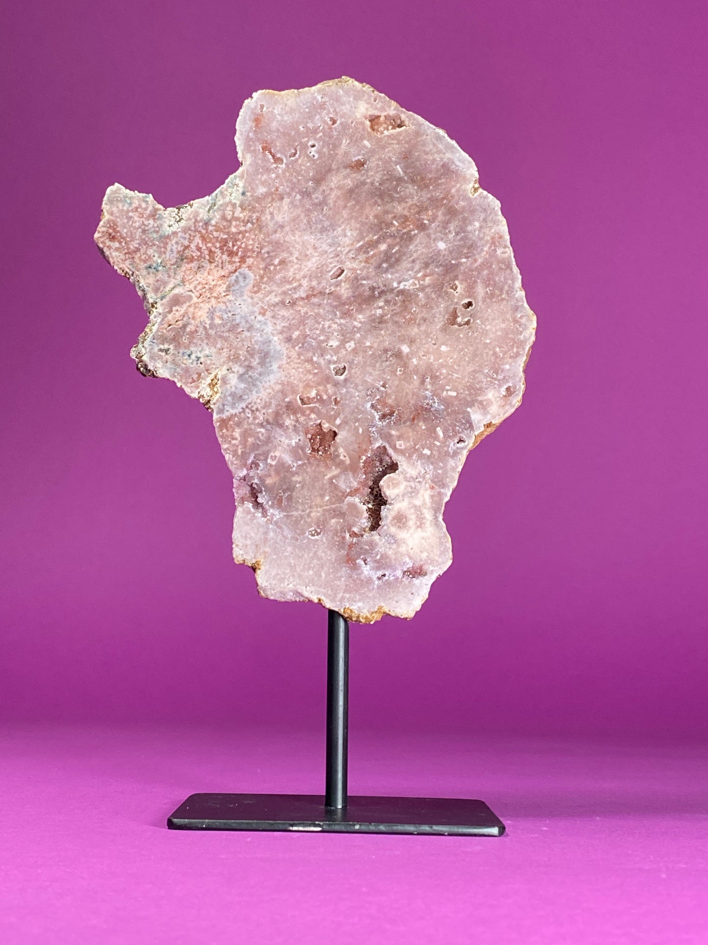 Pink Amethyst on Black Metal Stand