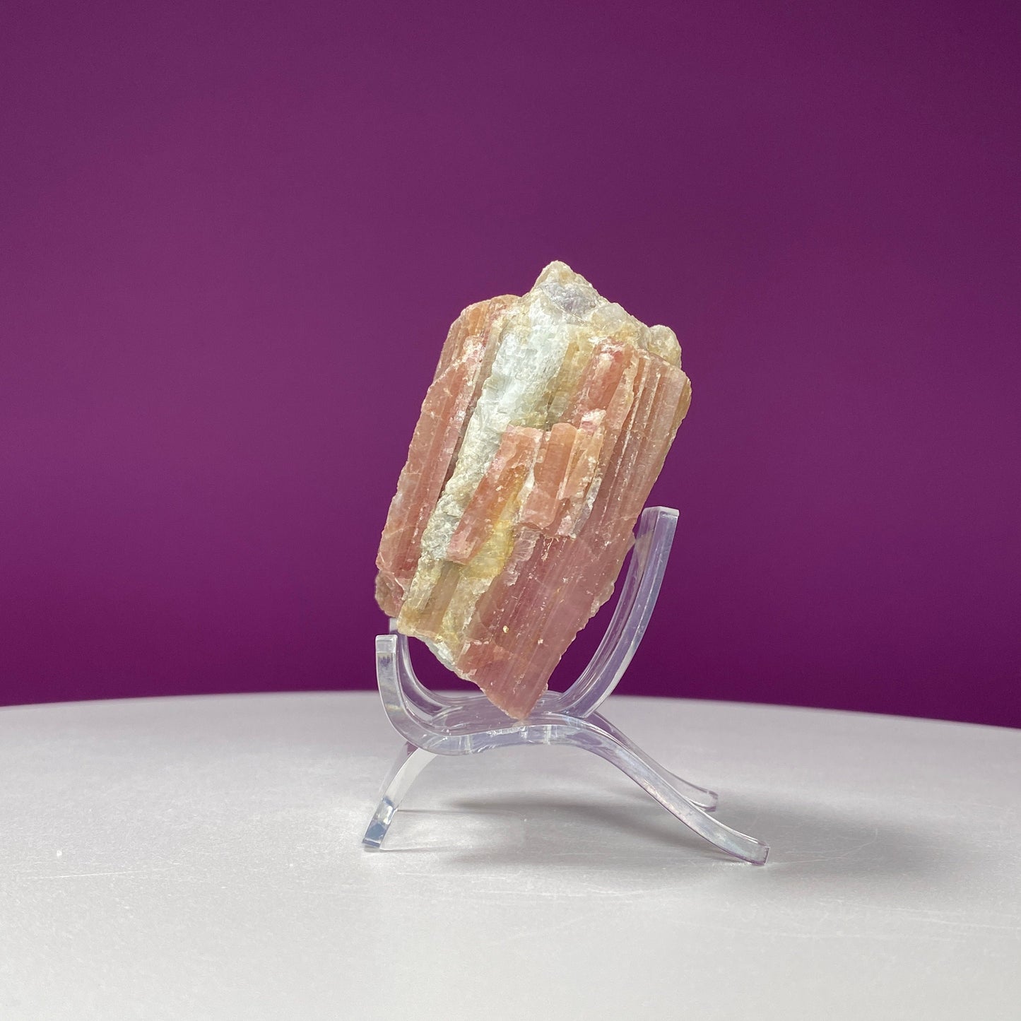 Pink Tourmaline in Quartz Matrix Specimen (Includes Acrylic Stand)