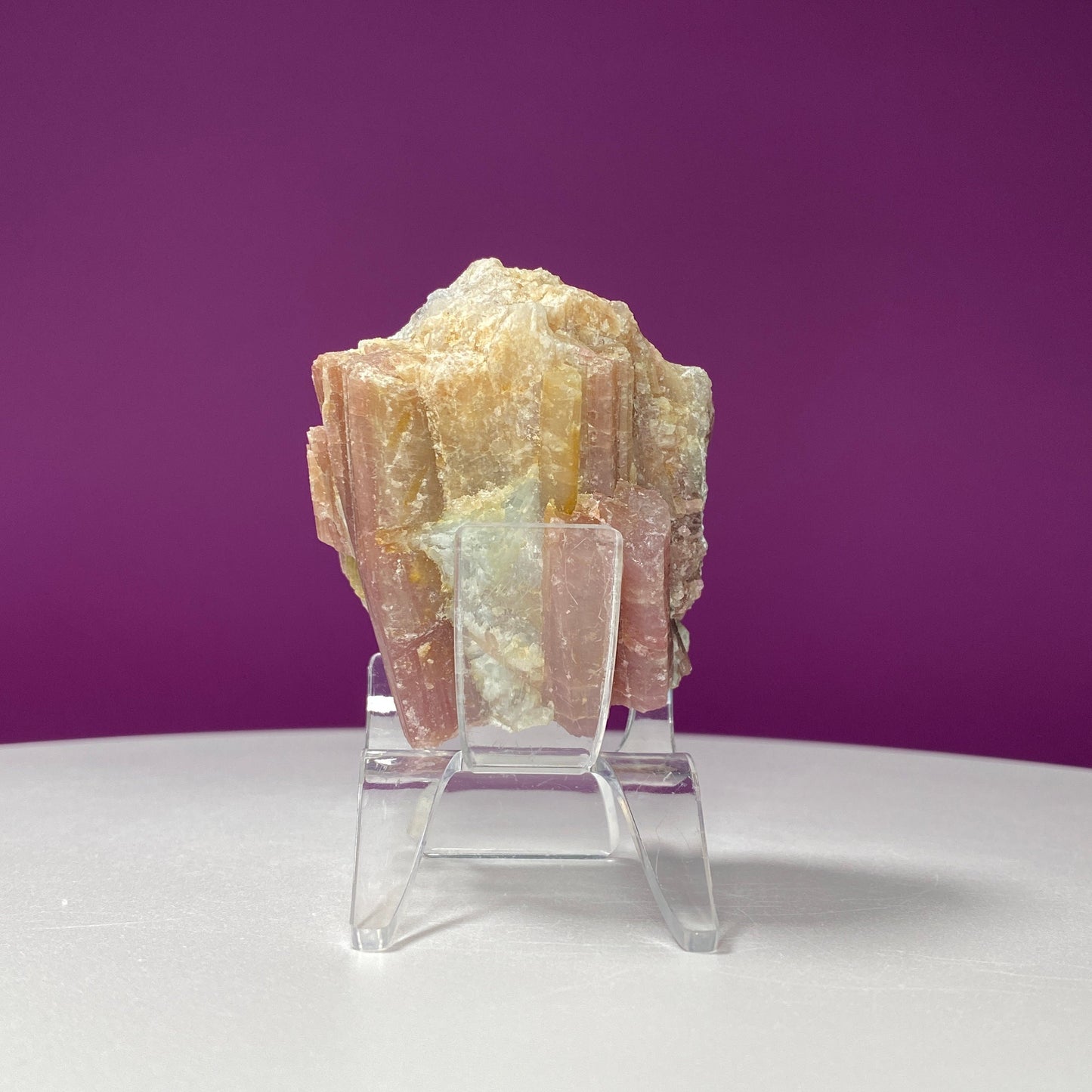 Pink Tourmaline in Quartz Matrix Specimen (Includes Acrylic Stand)