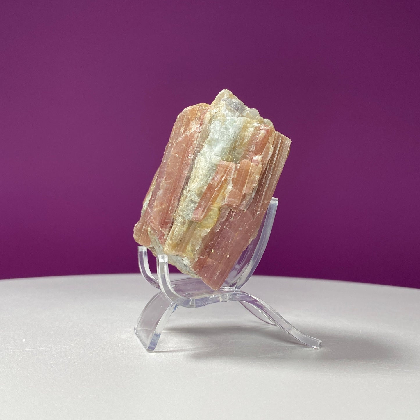 Pink Tourmaline in Quartz Matrix Specimen (Includes Acrylic Stand)
