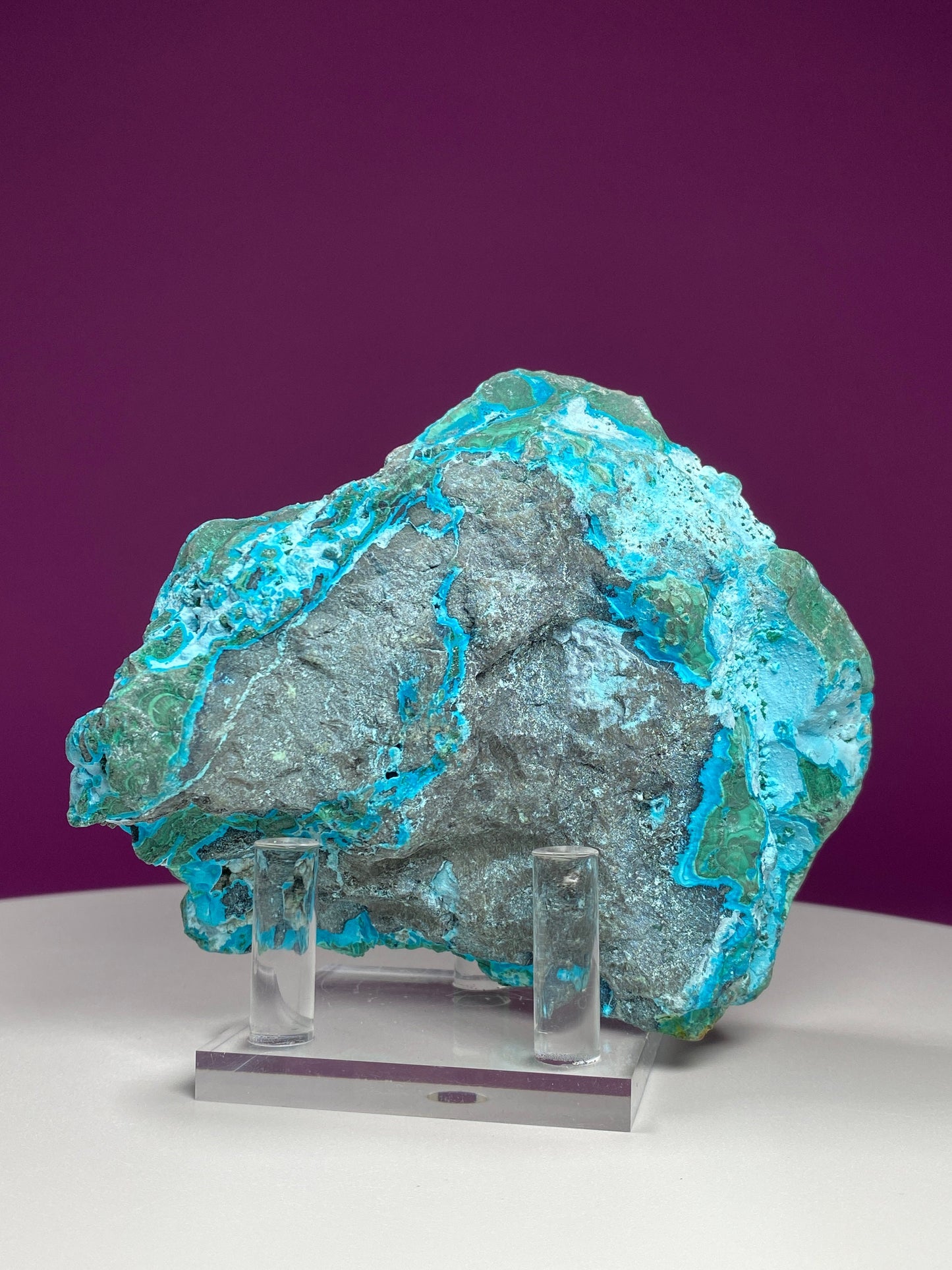 Chrysocolla Malachite Specimen, Collector Specimen (Includes Acrylic Stand)