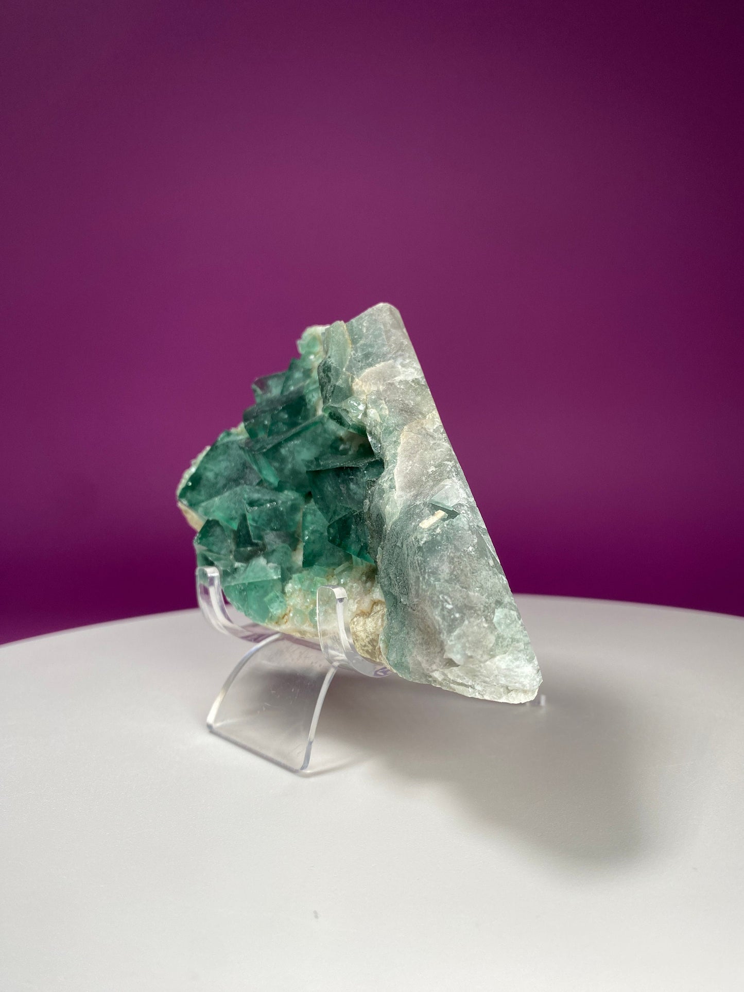Green Fluorite Cube Cluster (Includes Acrylic Stand)