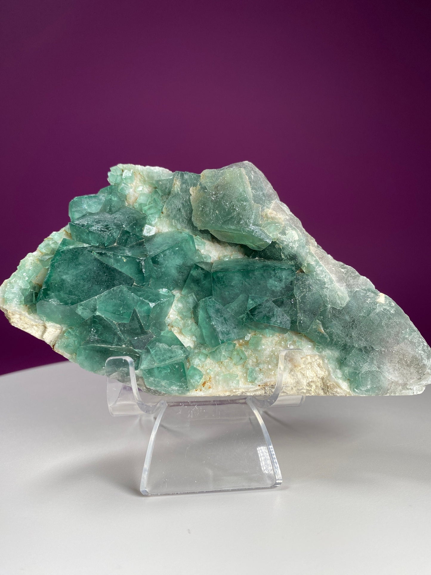 Green Fluorite Cube Cluster (Includes Acrylic Stand)