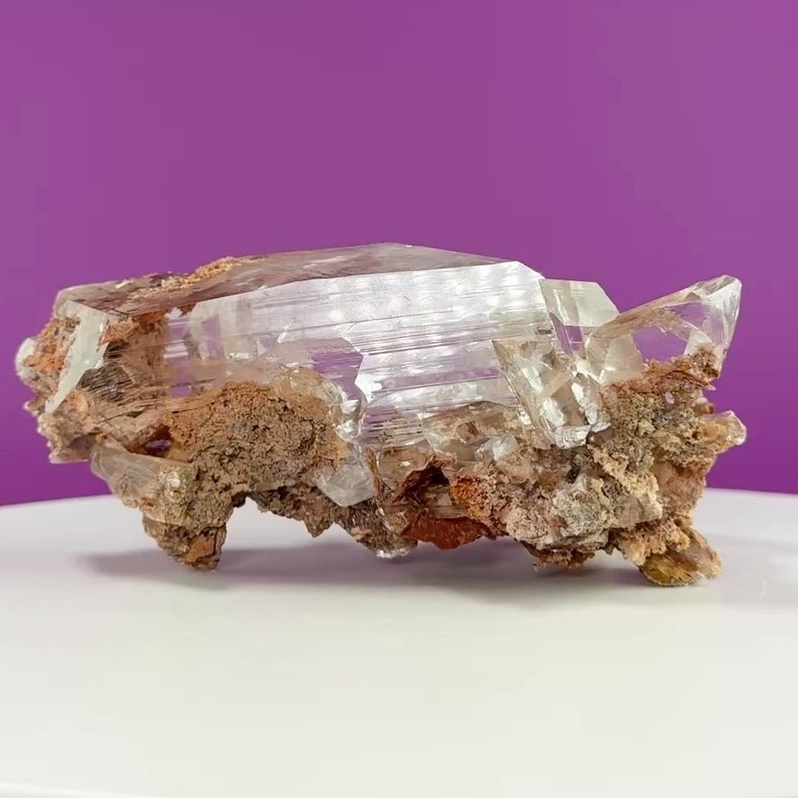 Collector Selenite on Matrix – 661g | Bermejillo Mexico Rare Crystal Specimen with Stand