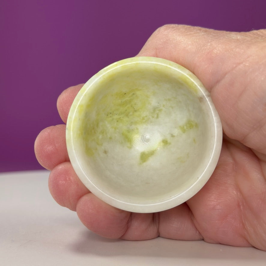 Mini Xiuyan Jade Offering Bowl | Hand Carved Jade Altar Bowl