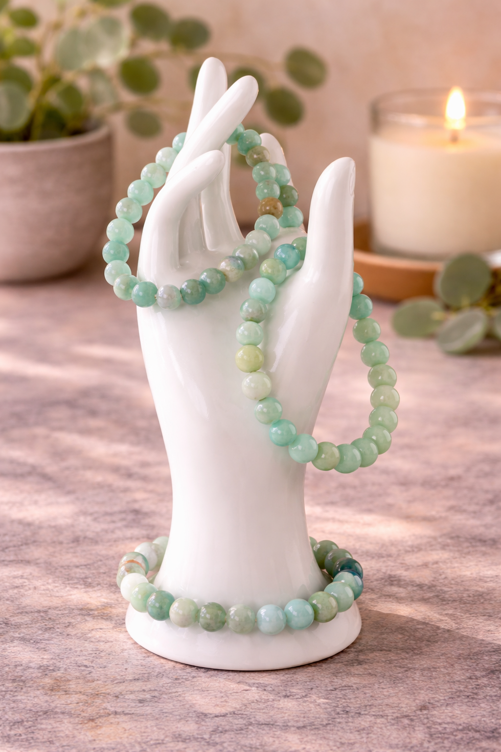 Caribbean Calcite Crystal Bracelet – 8mm Blue Green Beads