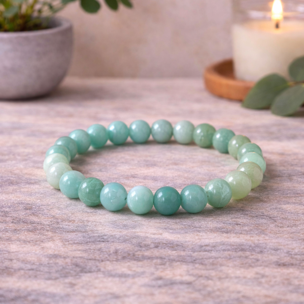 Caribbean Calcite Crystal Bracelet – 8mm Blue Green Beads