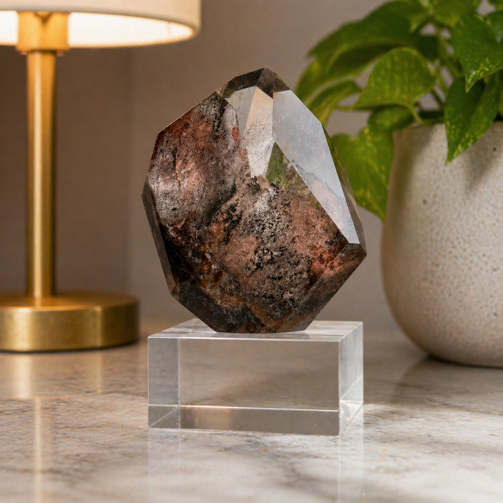 Garden Quartz Free Form 151g with Acrylic Base Scenic Inclusion Crystal