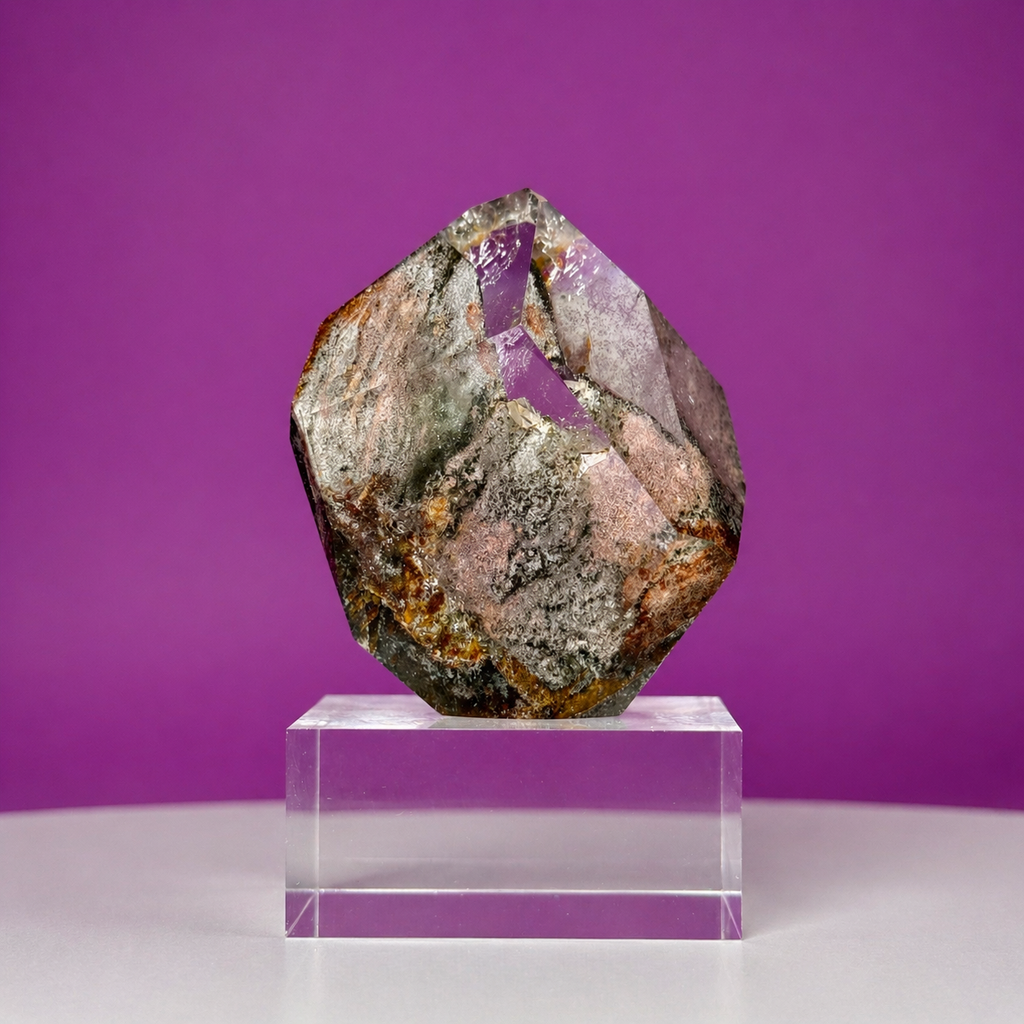 Garden Quartz Free Form 151g with Acrylic Base Scenic Inclusion Crystal