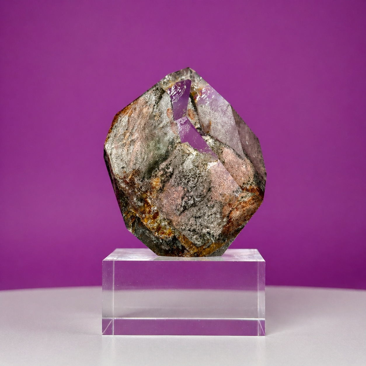 Garden Quartz Free Form 151g with Acrylic Base Scenic Inclusion Crystal