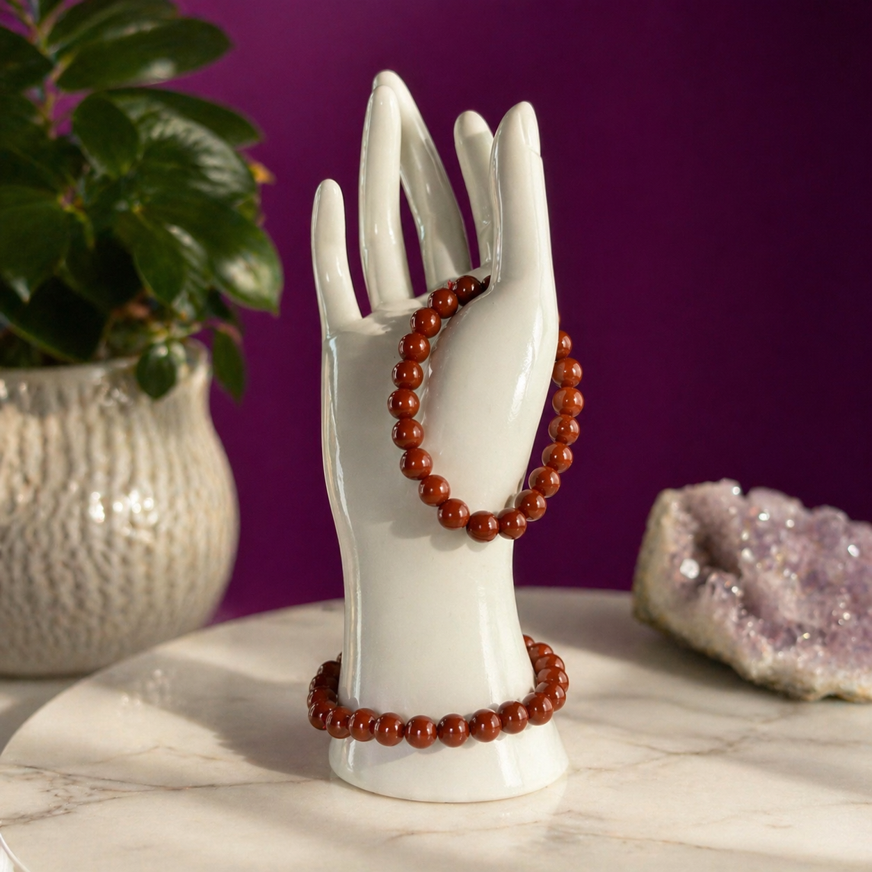 Red Jasper Beaded Bracelet 8mm – Grounding Strength & Stability