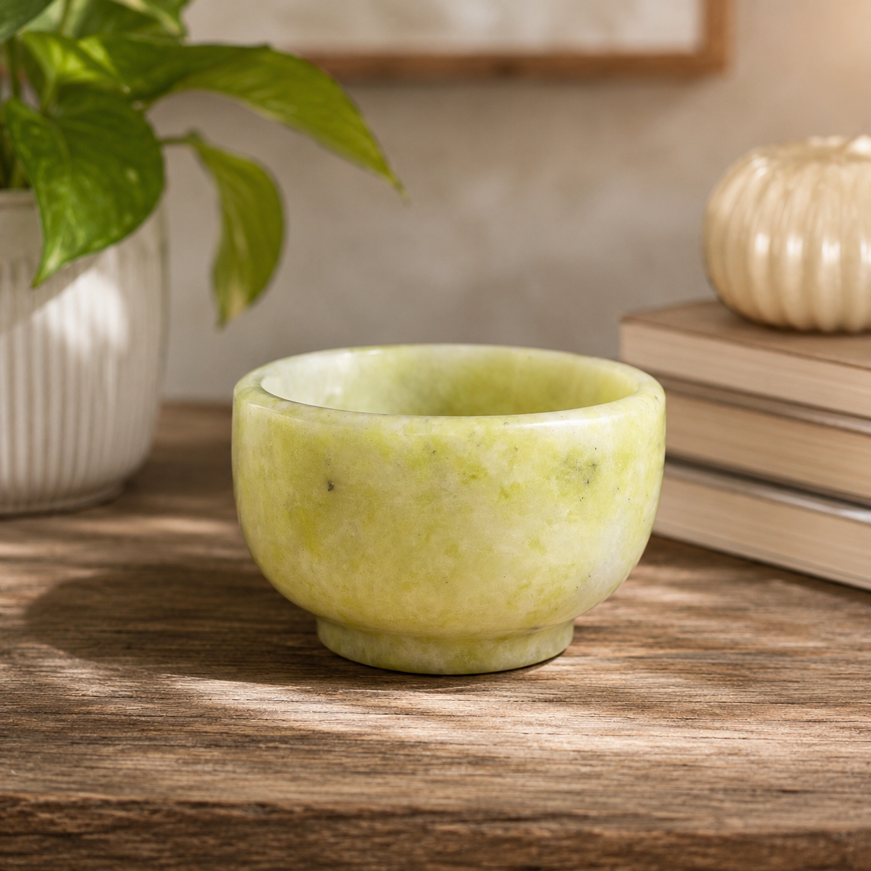 Mini Xiuyan Jade Offering Bowl | Hand Carved Jade Altar Bowl