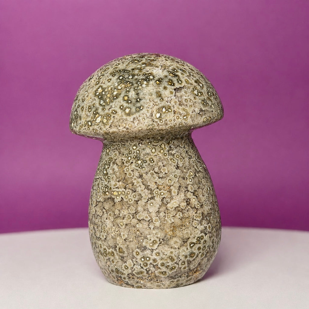 7th Vein Ocean Jasper Mushroom Carving | Madagascar