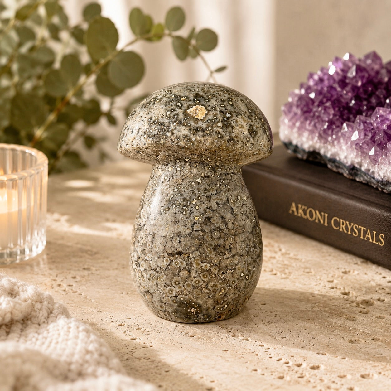 7th Vein Ocean Jasper Mushroom Carving | Madagascar