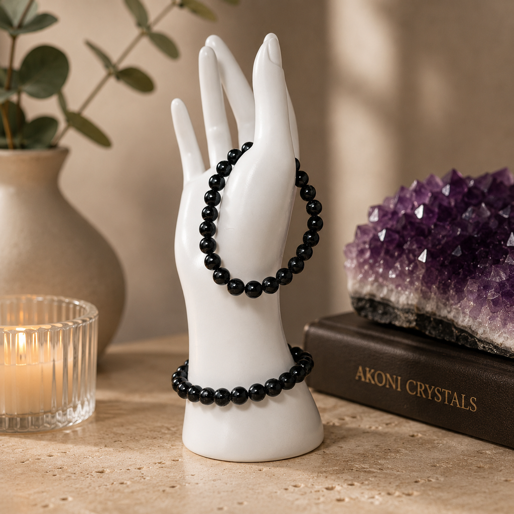 Black Tourmaline 8mm Bracelet | Grounding Crystal Jewelry