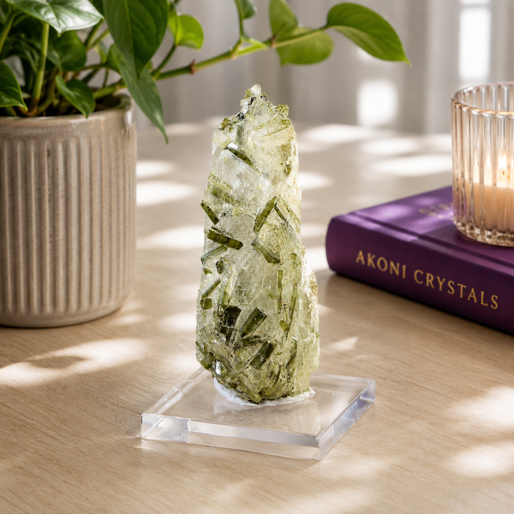 Green Tourmaline in Quartz | Tulga Mine Pakistan | Collector Mineral Specimen