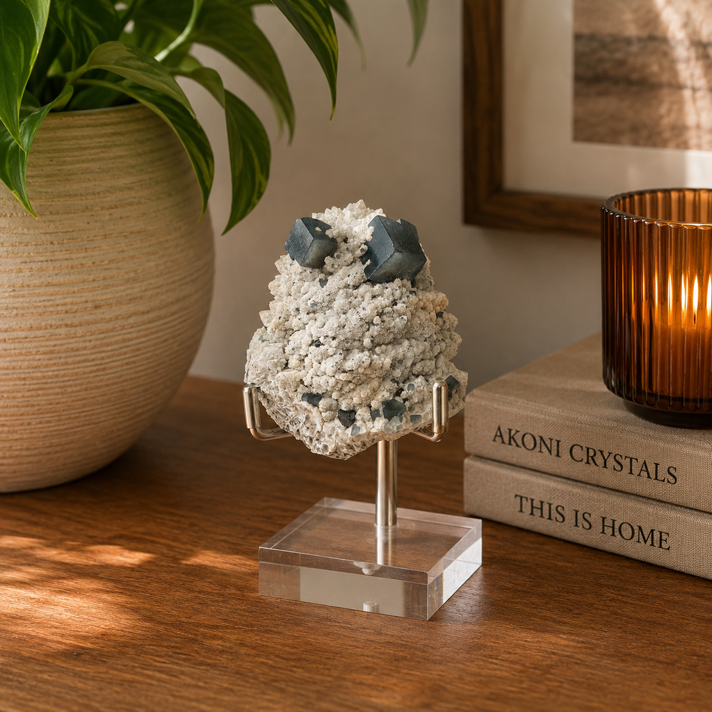 Blue Green Fluorite Specimen (Huanggang Liang Mine) with Stand