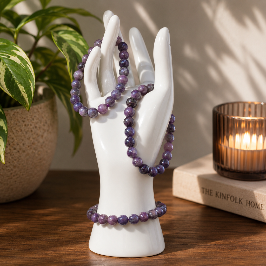 Lepidolite Bracelet 8mm | Natural Purple Crystal Bracelet | 6.5 Inch Wrist