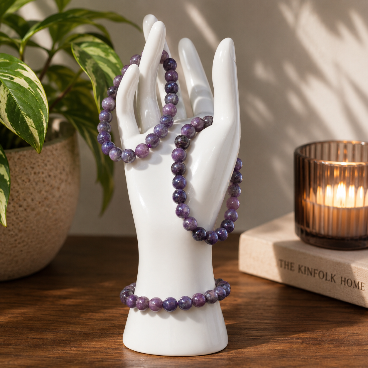 Lepidolite Bracelet 8mm | Natural Purple Crystal Bracelet | 6.5 Inch Wrist
