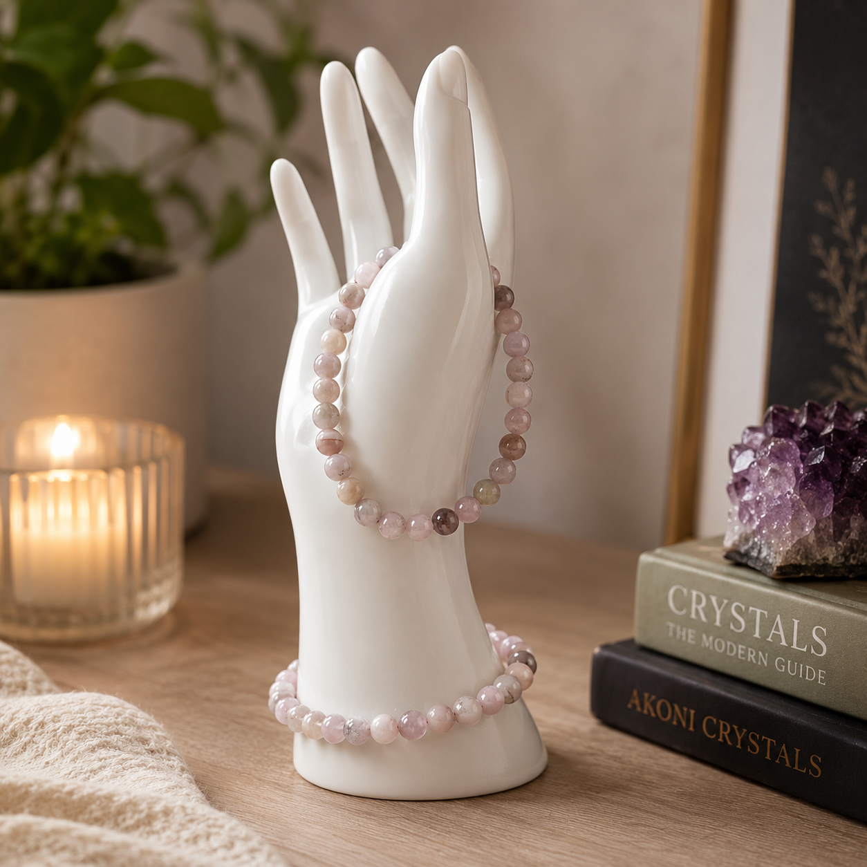 Kunzite Bracelet 6mm Natural Pink Gemstone Stretch Bracelet
