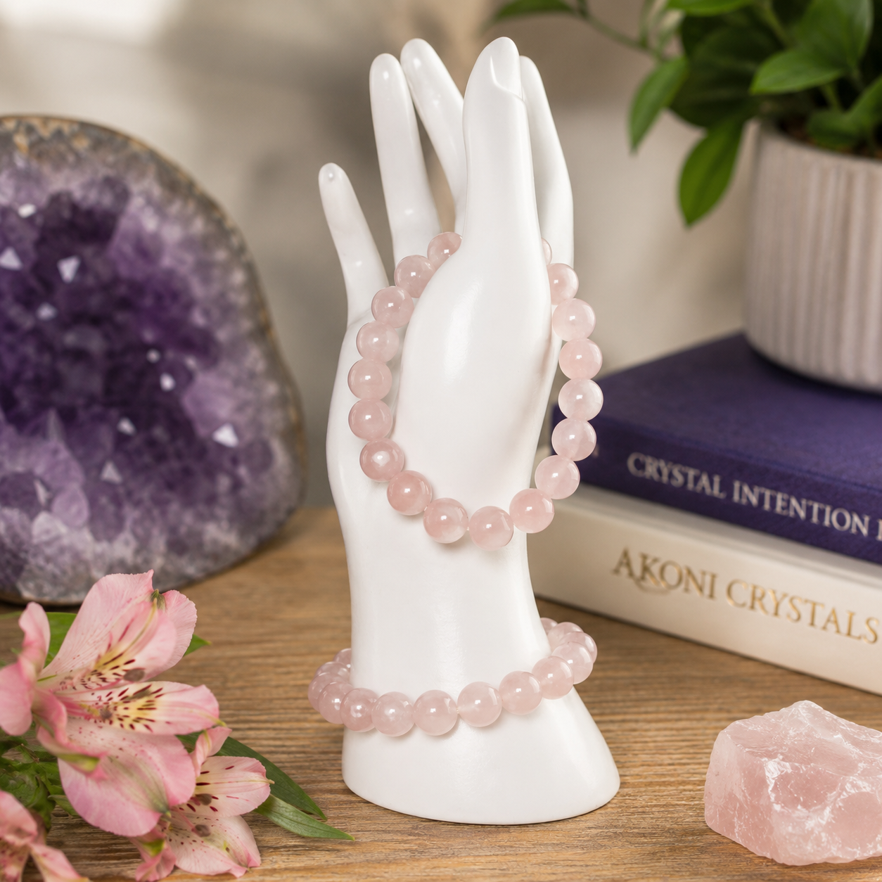 Rose Quartz Bracelet 10mm Beads, Natural Crystal Bracelet