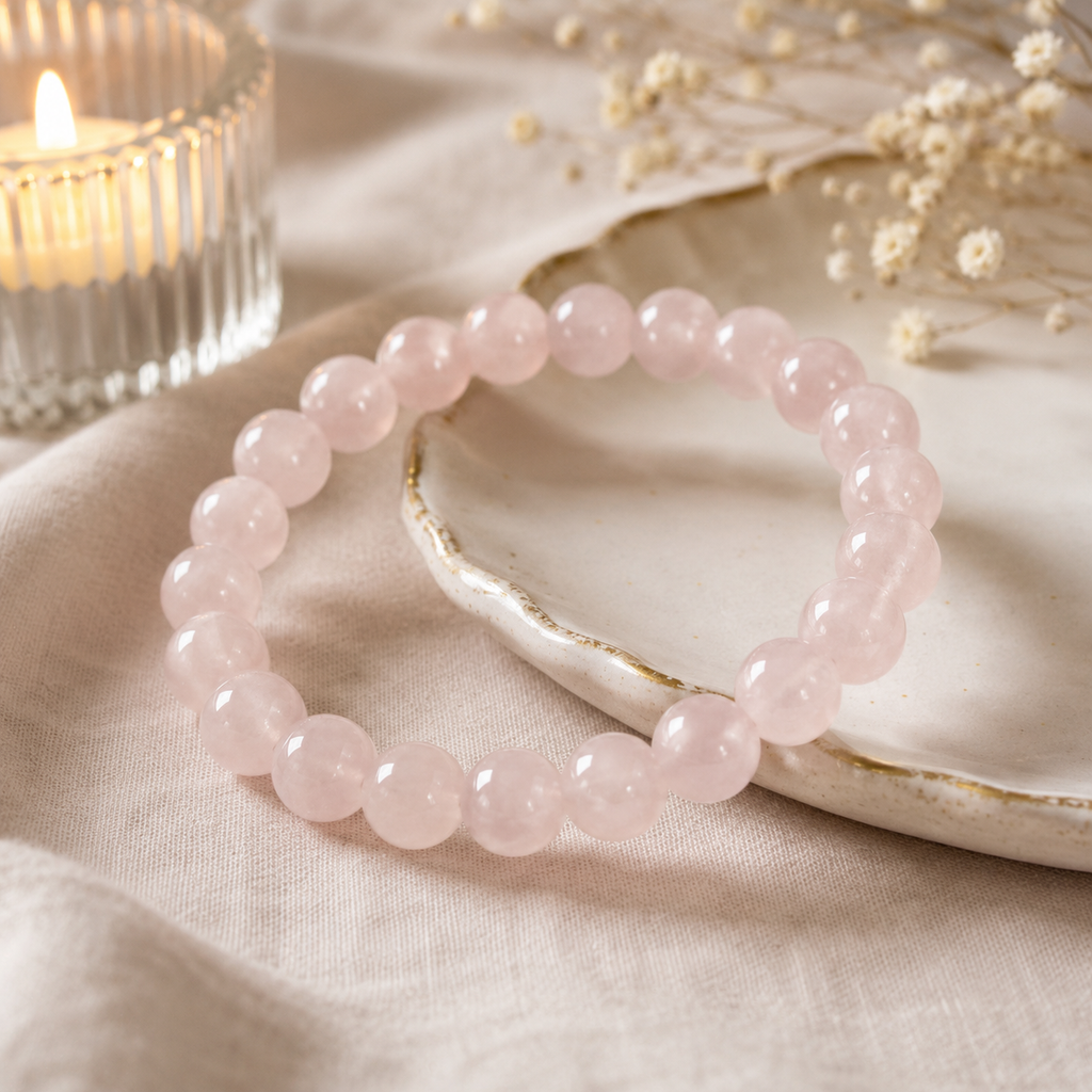 Rose Quartz Bracelet 10mm Beads, Natural Crystal Bracelet