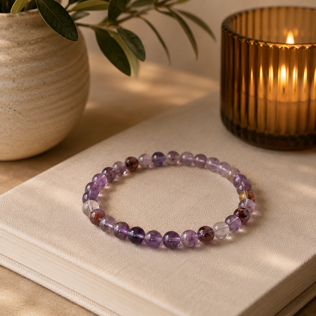 Super Seven Bracelet 6mm Natural Crystal Stretch Bracelet