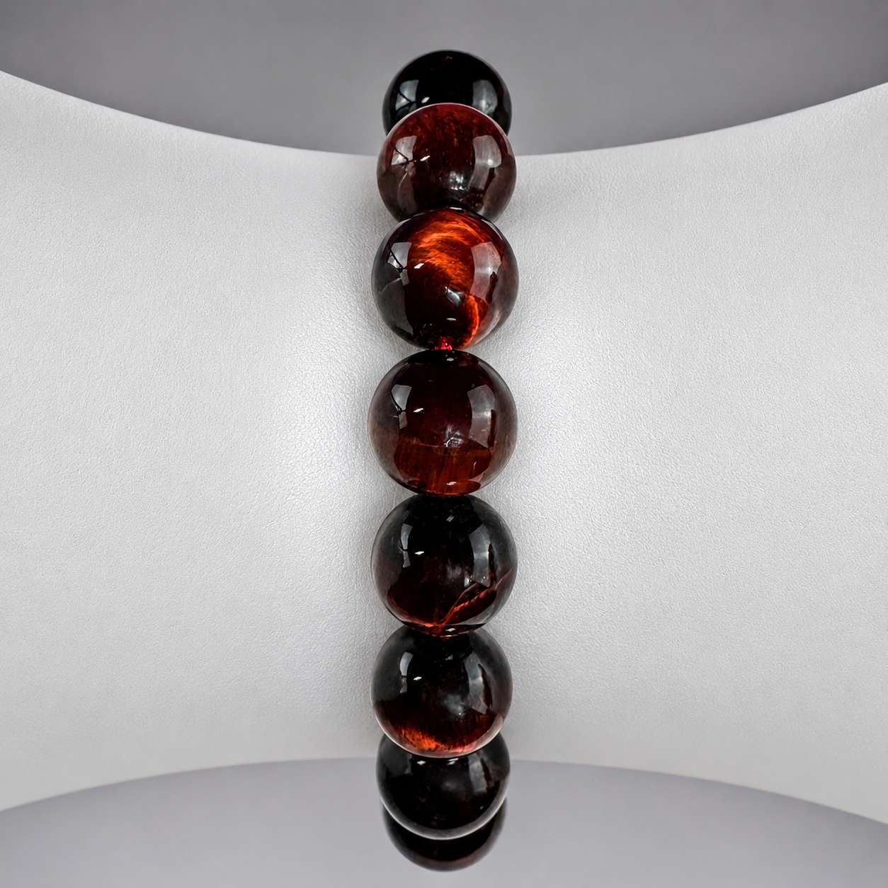 Red Tiger Eye Bracelet 10mm Beaded Crystal Stretch Bracelet