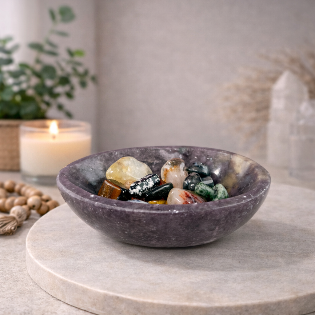 Lepidolite Bowl 351g – Madagascar Purple Crystal Dish