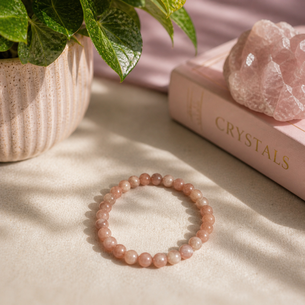 Natural Sunstone Bracelet – 6mm | Confidence, Joy & Energy Crystal Jewelry