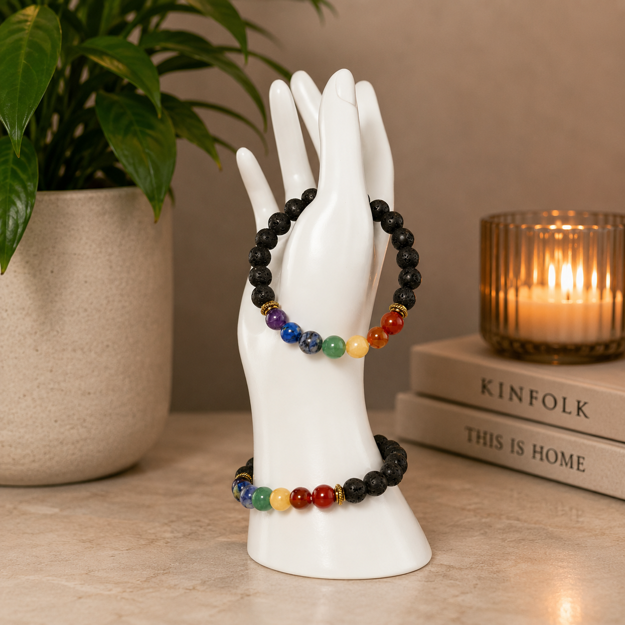 Lava Chakra Bracelet | 8mm Crystal Beaded Bracelet for Balance & Grounding