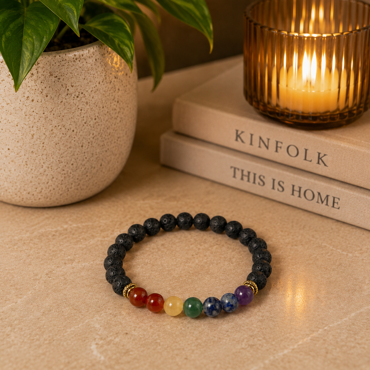 Lava Chakra Bracelet | 8mm Crystal Beaded Bracelet for Balance & Grounding