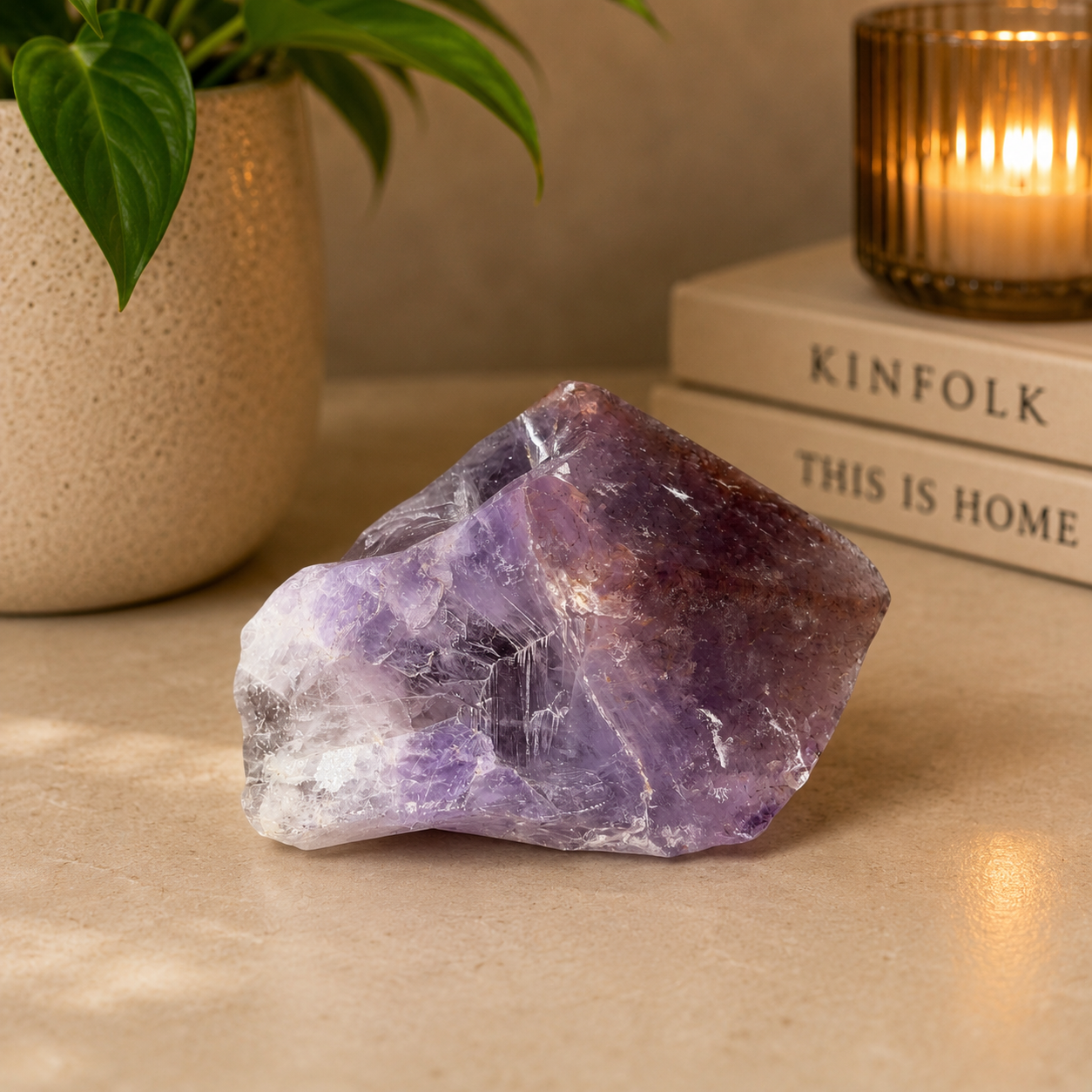 Super 7 Polished Specimen on Acrylic Stand | Brazilian Crystal Display