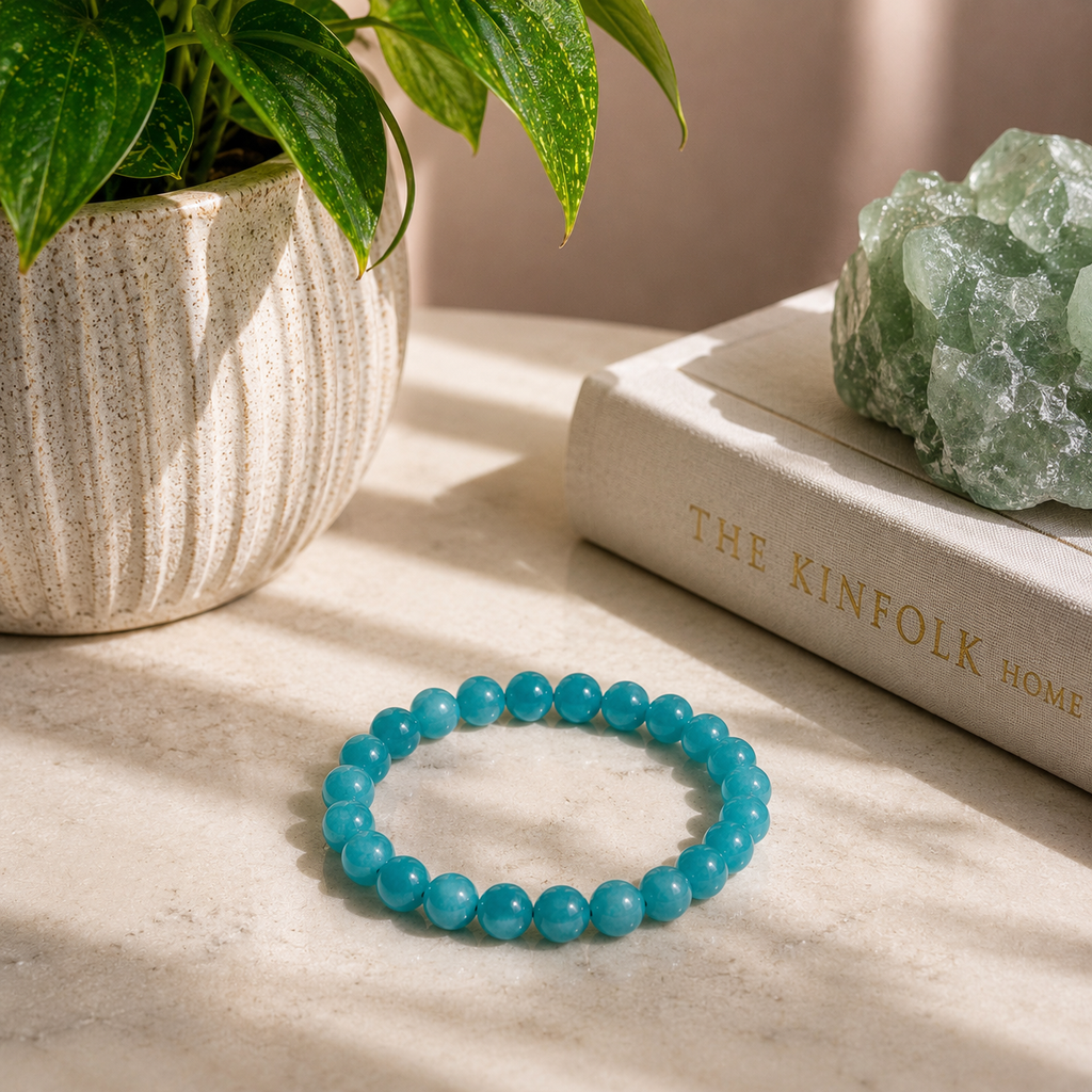 Amazonite Bracelet 10mm | Blue Green Crystal Jewelry | Calming & Communication Stone