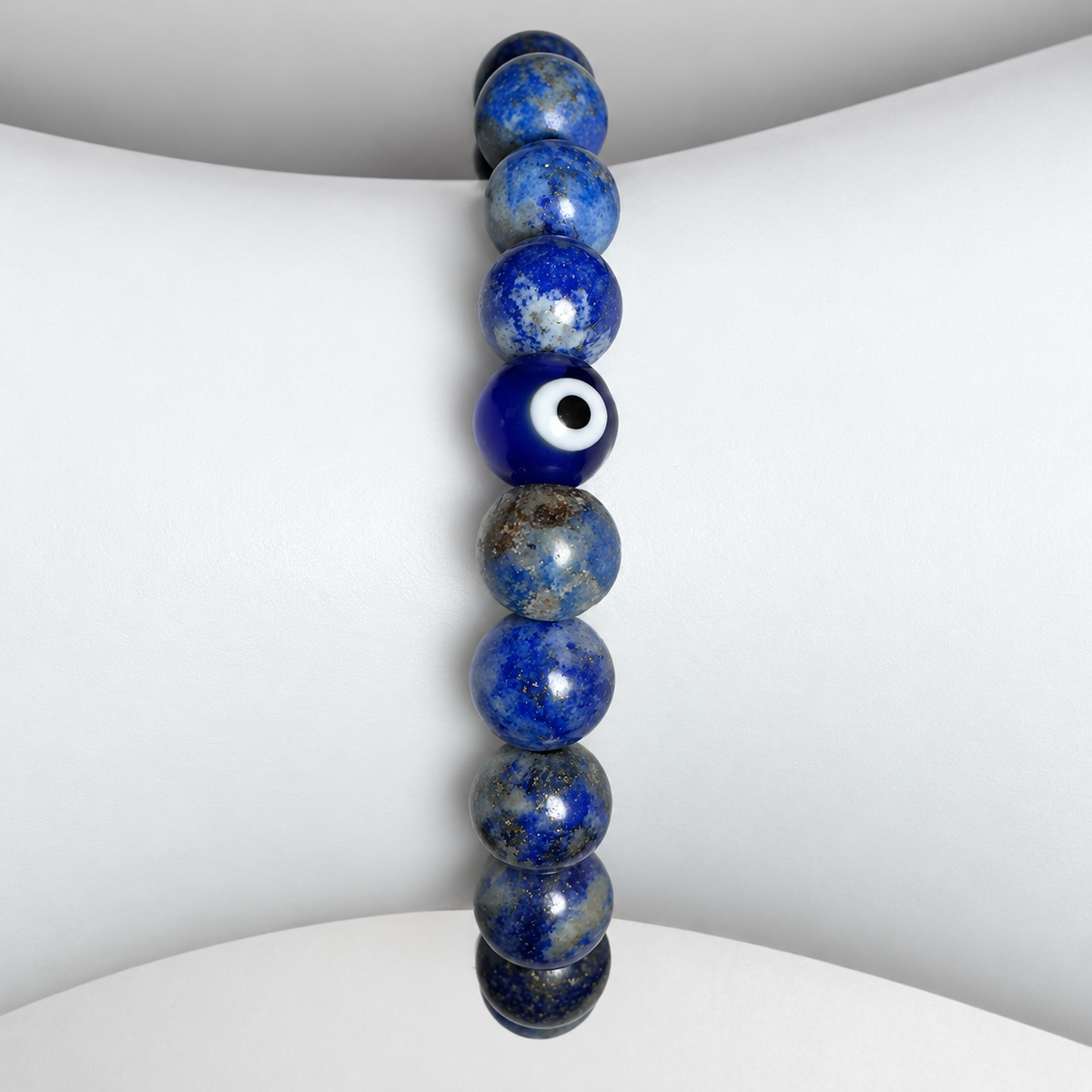 Lapis Lazuli Evil Eye Bracelet – 8mm Beads, Size 6