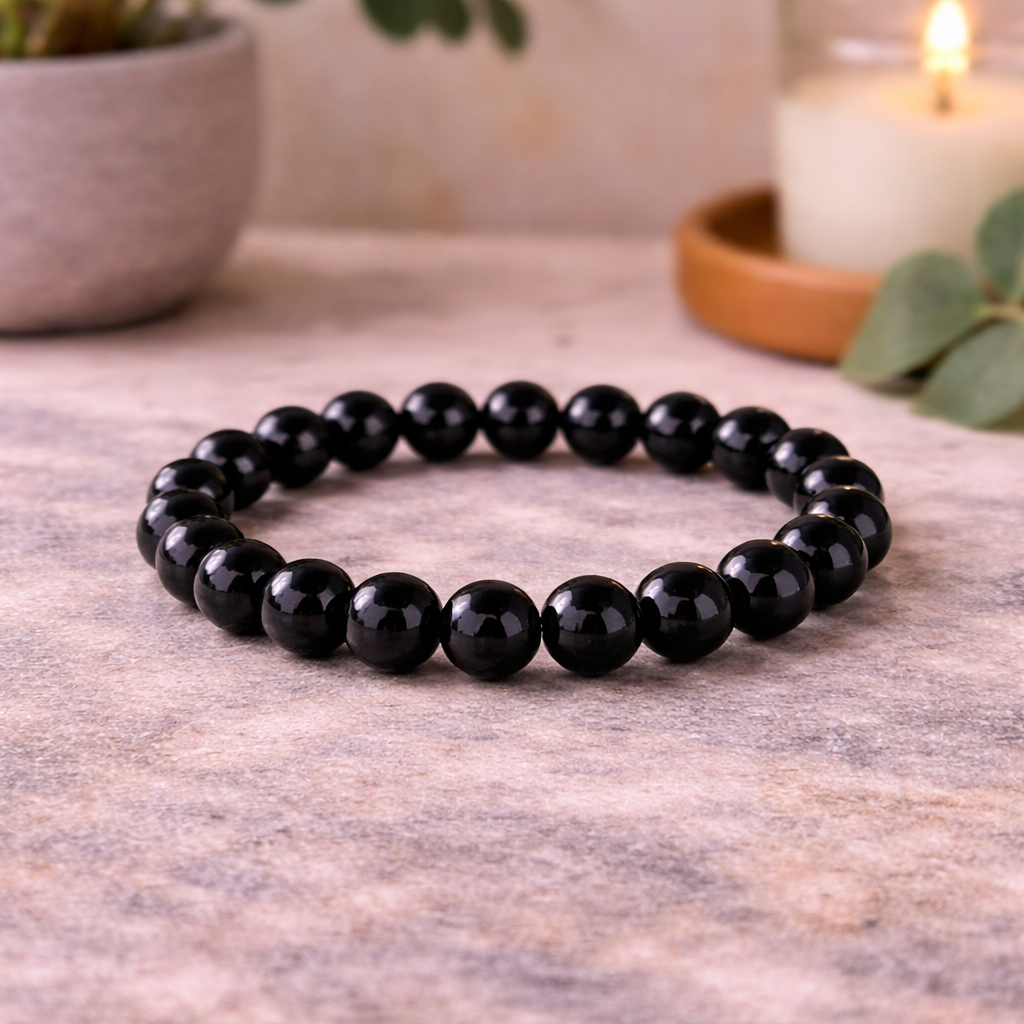Black Obsidian Bracelet 10mm Beads – Protection & Grounding Crystal Jewelry