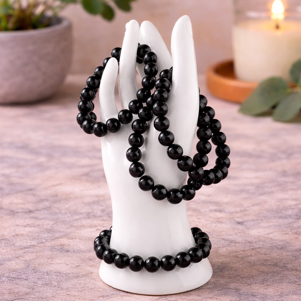 Black Obsidian Bracelet 10mm Beads – Protection & Grounding Crystal Jewelry